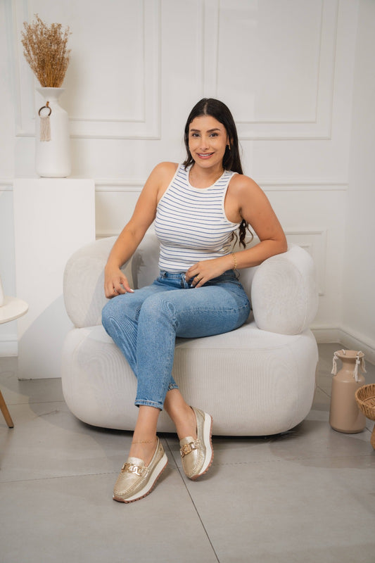 Mocasín Verona Dorado - En Cuero - Mujer — mocasín en cuero para mujer — YF Shoes Colombia