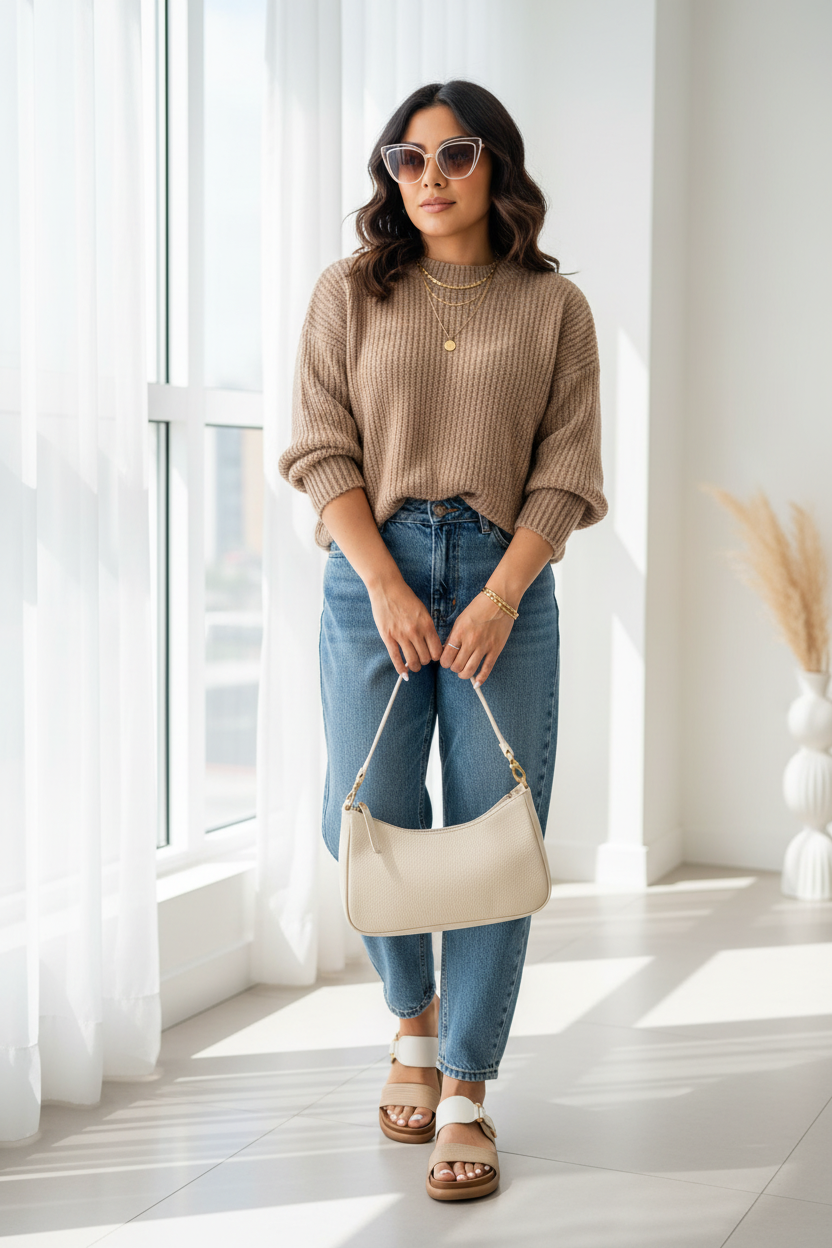 Look completo canoas greta en cuero taupe - talco cuero taupe — YF Shoes Bucaramanga