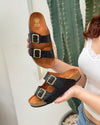 CANOAS CAPRI COLOR NEGRO - EN CUERO - MUJER