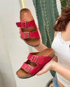 CANOAS CAPRI COLOR ROJO - EN CUERO - MUJER
