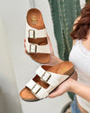 CANOAS CAPRI COLOR TALCO - EN CUERO - MUJER