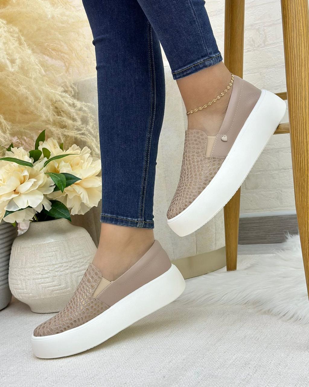Par completo tenis lisboa dorado en cuero cuero dorado — YF Shoes