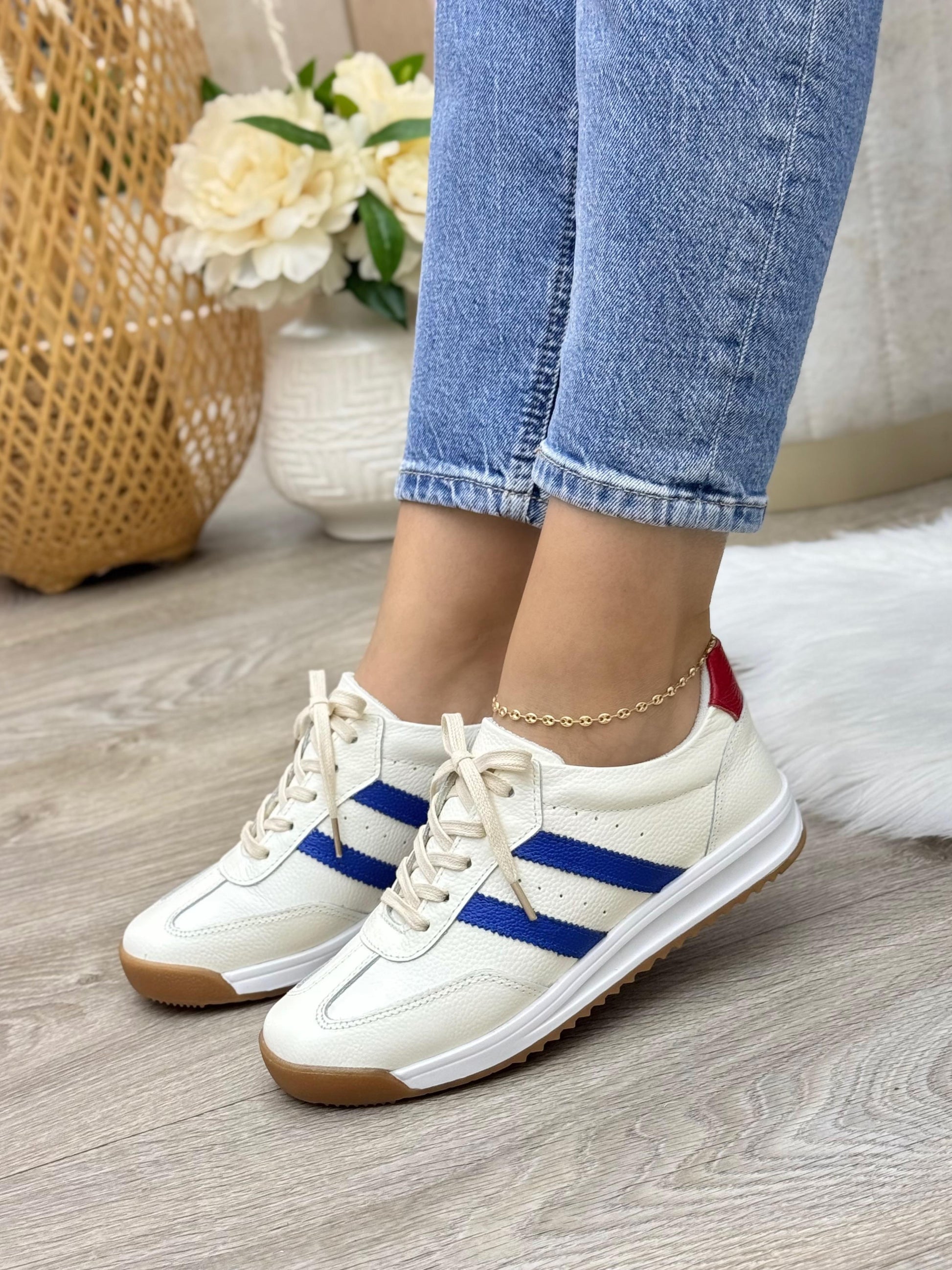 Tenis Mila Talco Tommy En Cuero Para Mujer — tenis en cuero genuino para mujer — YF Shoes Colombia