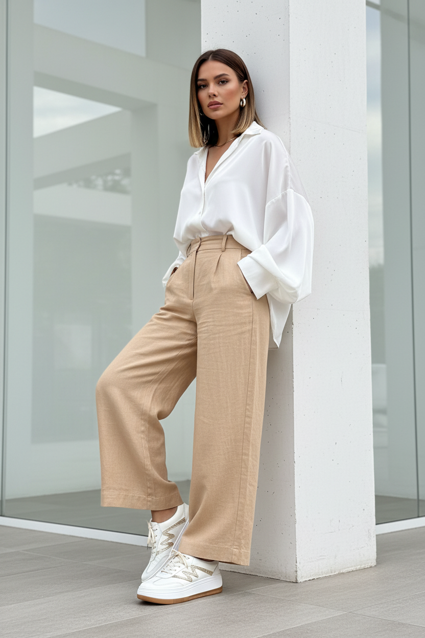Look completo tenis saona talco con dorado en cuero cuero talco — YF Shoes Bucaramanga