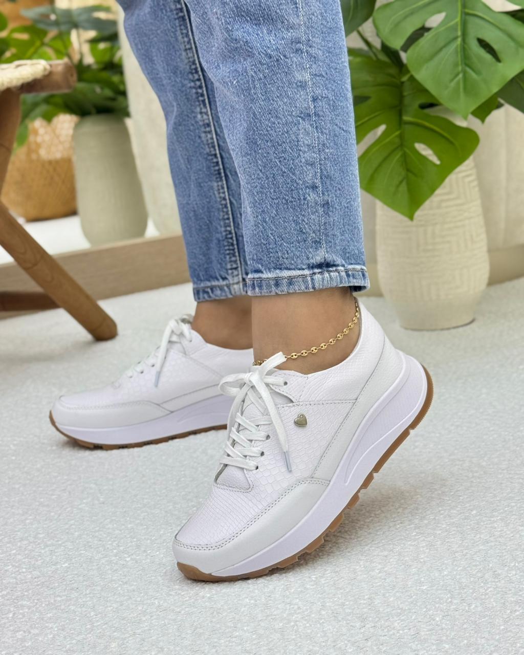 Tenis Serena Blanco En Cuero — tenis en cuero genuino para mujer blanco — YF Shoes Bucaramanga