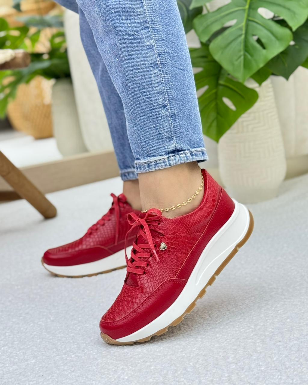 Look completo tenis serena rojo en cuero cuero rojo — YF Shoes Bucaramanga