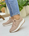 TENIS SERENA TAUPE EN CUERO