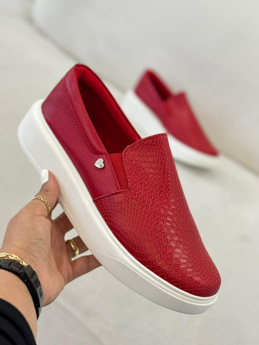 Tenis Paris Rojo - En Cuero - Mujer — tenis en cuero genuino para mujer — YF Shoes Colombia